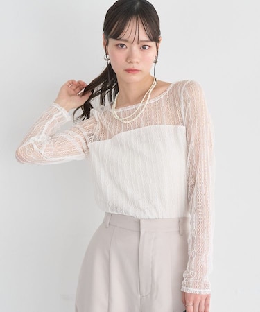 レースドッキングボートネックプルオーバー