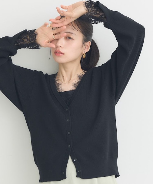 レーストリムカーディガン