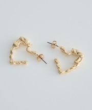 メタリックハートフープピアス