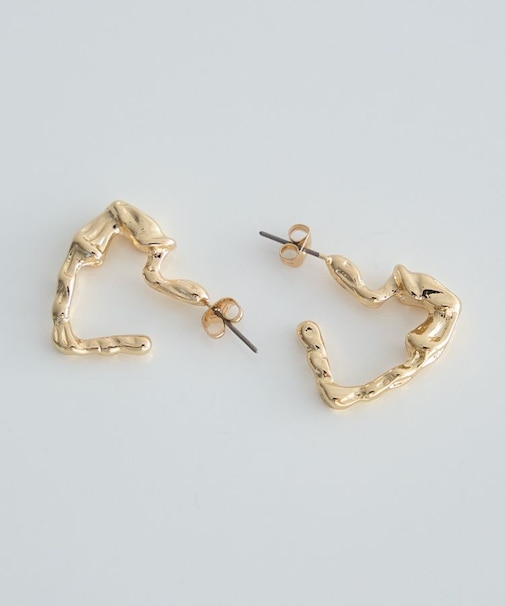 メタリックハートフープピアス