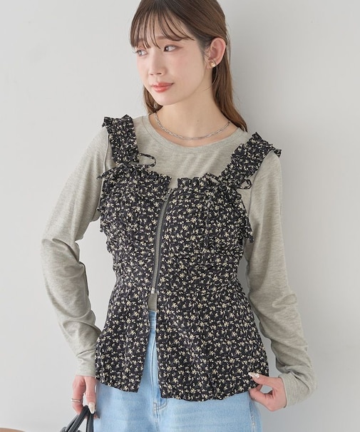 フラワーペプラムビスチェ