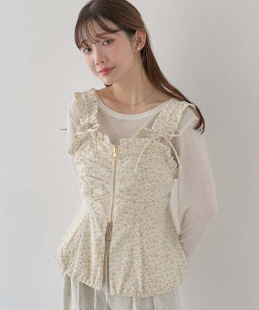 フラワーペプラムビスチェ