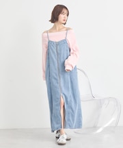 ダブルジップデニムキャミワンピース