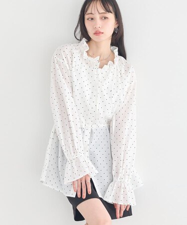 TRキュプラダブルボタンフリルシャツ