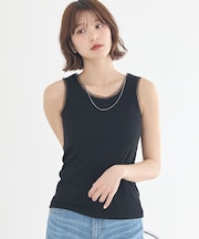 エッジチュールラメテレコタンクトップ