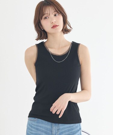 エッジチュールラメテレコタンクトップ