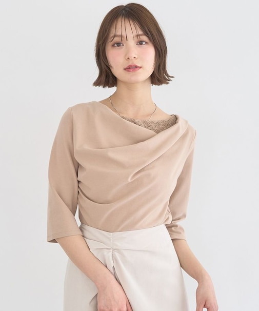 レースレイヤードドレーププルオーバー