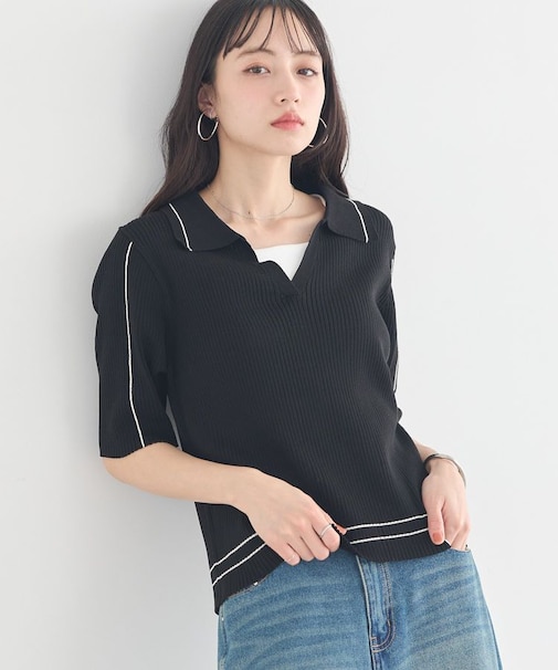 ラインカラーポロニット