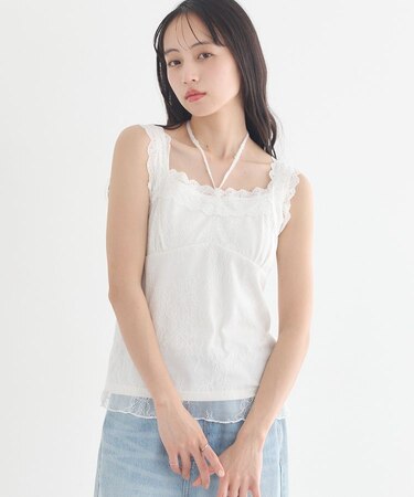 総レースホルターネックキャミソール