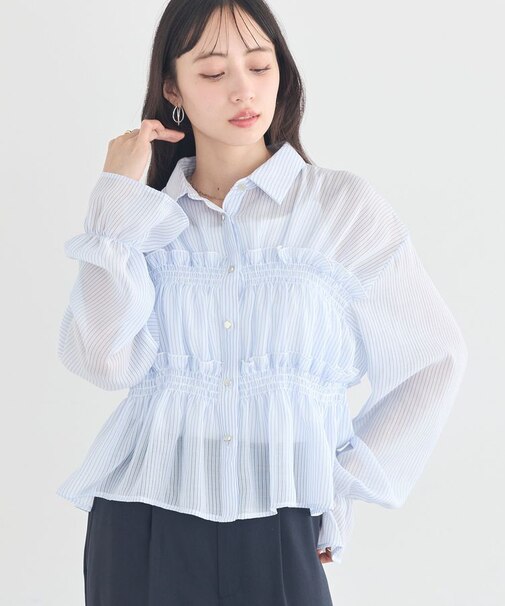 シャーリングストライプシャツ