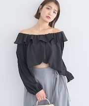 2wayオフショルバルーンヘムフリルブラウス