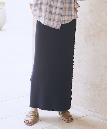 サイドメローリブニットスカート
