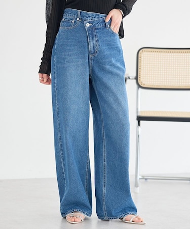 ウエストアシメデニムパンツ