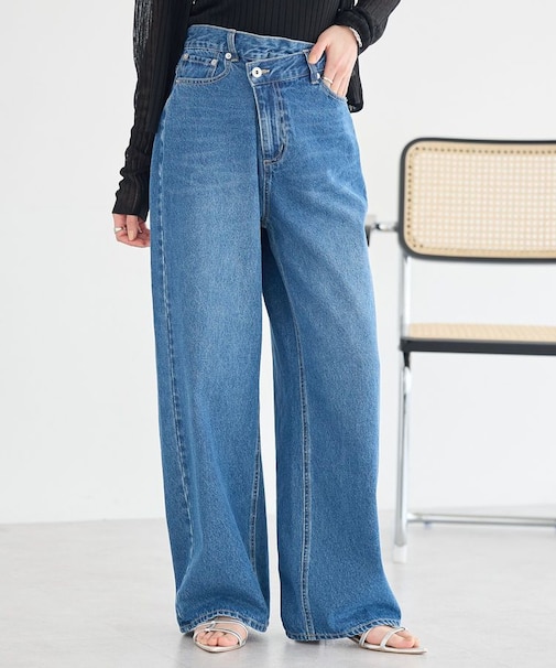 ウエストアシメデニムパンツ