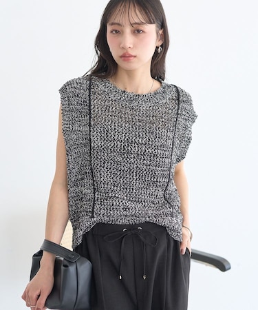 配色ラインMIXニットベスト