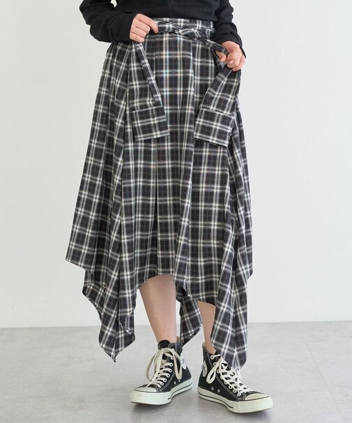 イレヘムチェックシャツライクスカート