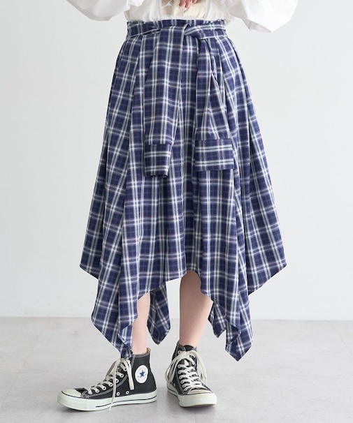 イレヘムチェックシャツライクスカート