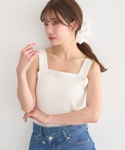 チェーンリブラメカットタンクトップ