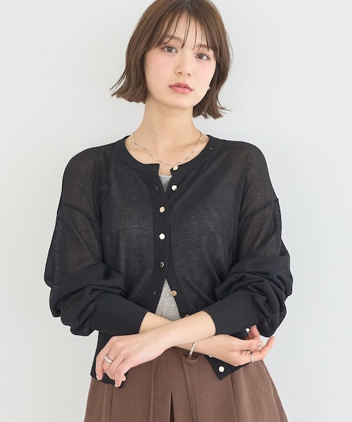 【接触冷感】ボタンアソートクルーネックカーディガン