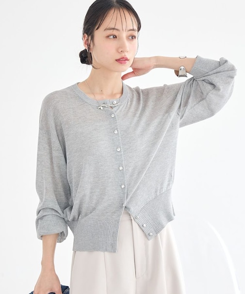 【接触冷感】ボタンアソートクルーネックカーディガン