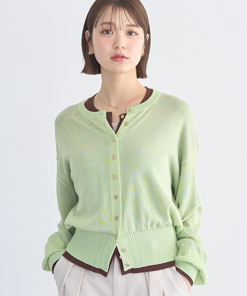 【接触冷感】ボタンアソートクルーネックカーディガン