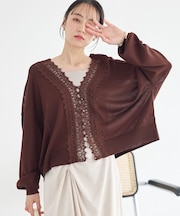 レーストリムシアーニットカーディガン