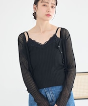 レースリブキャミソール