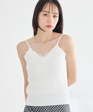 レースリブキャミソール