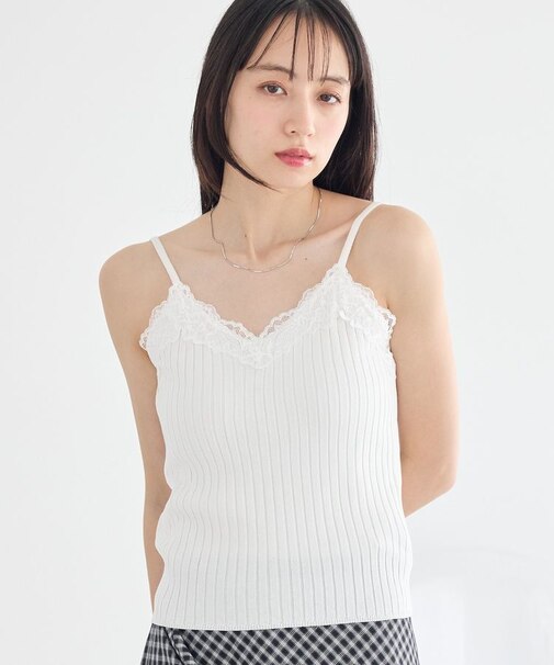レースリブキャミソール
