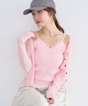 レースリブキャミソール