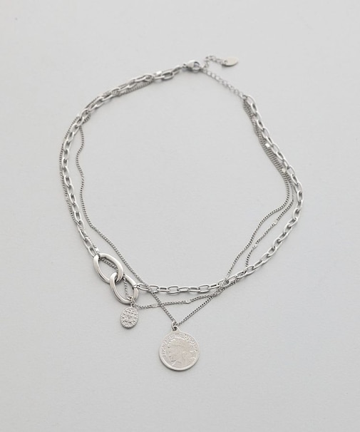 【ステンレス】コインモチーフ3連ネックレス
