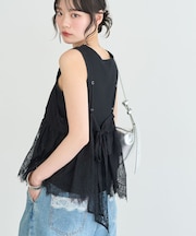 フリンジレースバックリボンキャミ