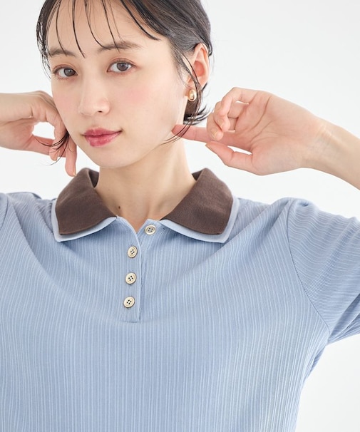 ダブル衿ペプラムプルオーバー