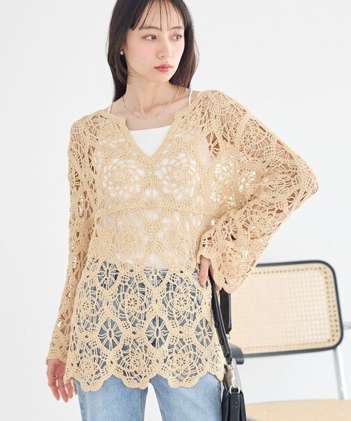 クロシェ風プルオーバー