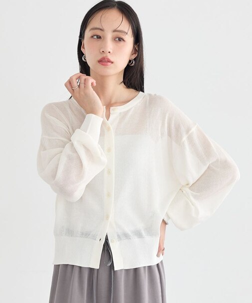 【WEB限定】接触冷感シアークルーニットカーディガン