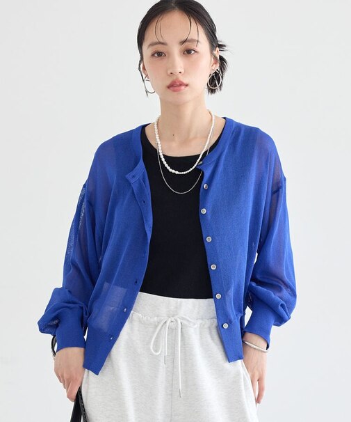【WEB限定】接触冷感シアークルーニットカーディガン