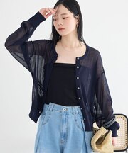 【WEB限定】接触冷感シアークルーニットカーディガン
