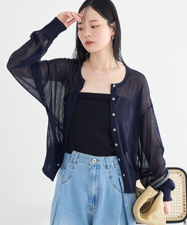 【WEB限定】接触冷感シアークルーニットカーディガン