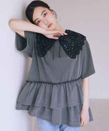 異素材ドッキンググラフィックTシャツ