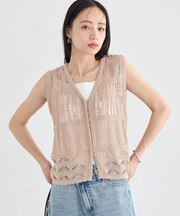 【セットアップ対応】透かし編みニットベスト
