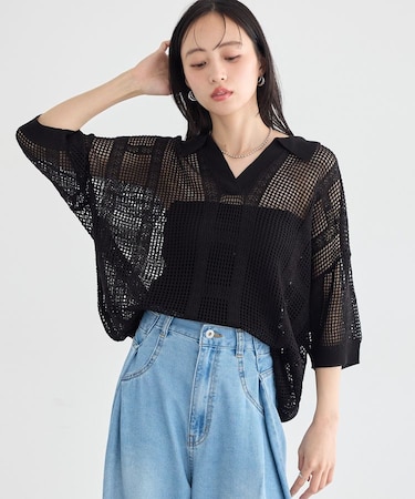 レーシースキッパーポロニットプルオーバー
