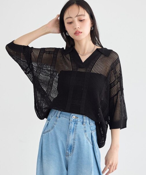レーシースキッパーポロニットプルオーバー