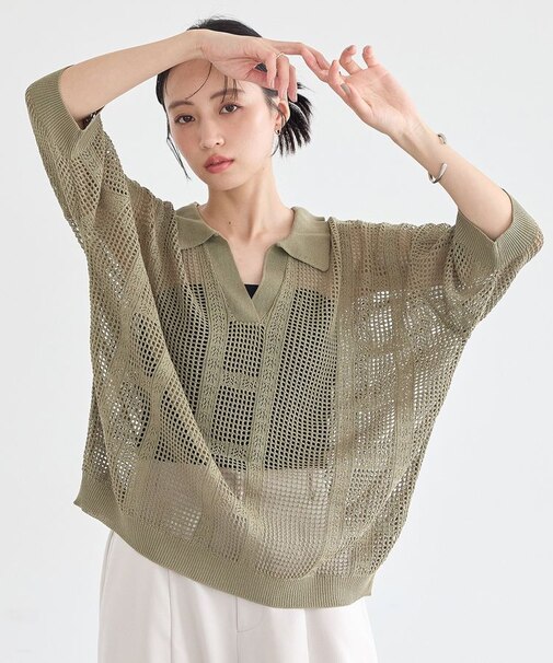 レーシースキッパーポロニットプルオーバー