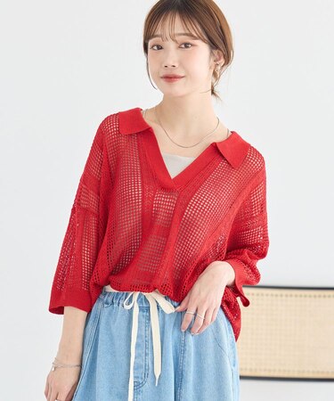 レーシースキッパーポロニットプルオーバー