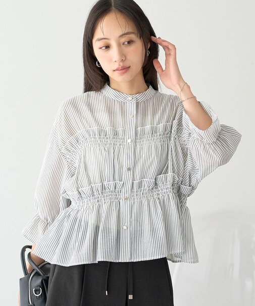 シャーリングストライプシャツ