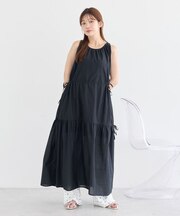 ギャザーノースリーブワンピース