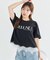 裾レースロゴプリントTシャツ