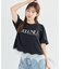 裾レースロゴプリントTシャツ