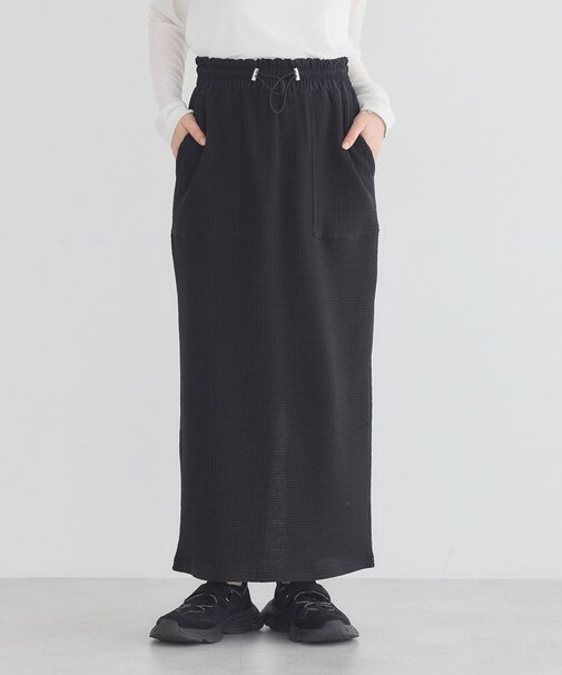 異素材切替ワッフルスカート