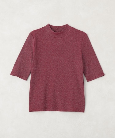 ラメリブプチハイネックTシャツ